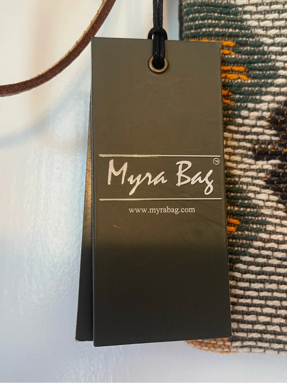 Myra Bag Brown and Mustard Textured Crossbody with Geometric Weave NWT